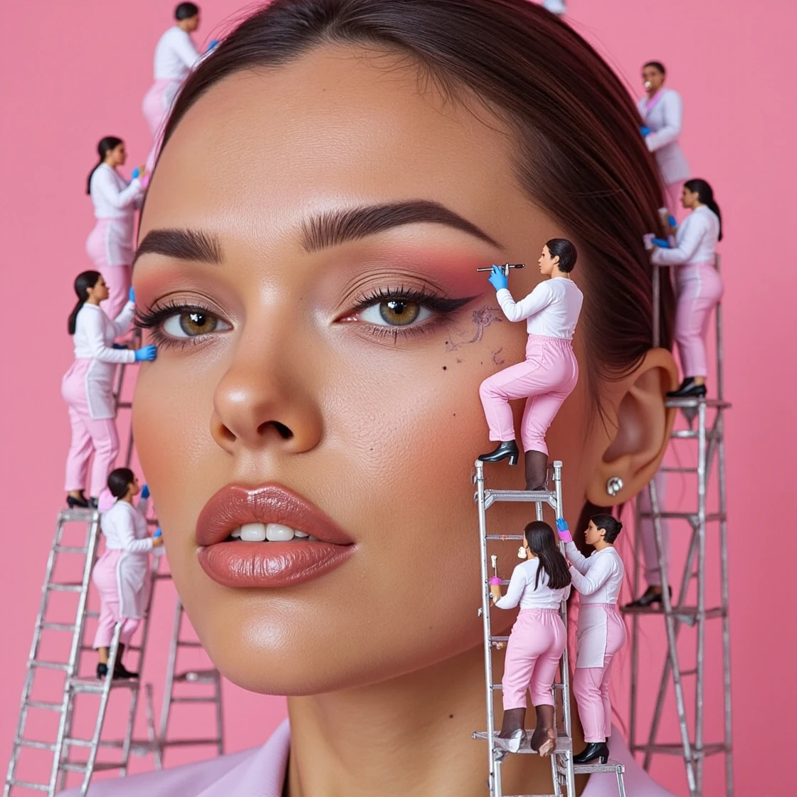 Un portrait grandeur imagination — Un visage devient un atelier miniature.